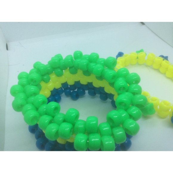 Kandi Rotating Cuff Blue Yellow Green Kandi Bracelet Stim/Fidgeting Spin Around - Picture 2 of 4